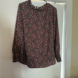 LOFT Black and Pink Blouse Elegant Top